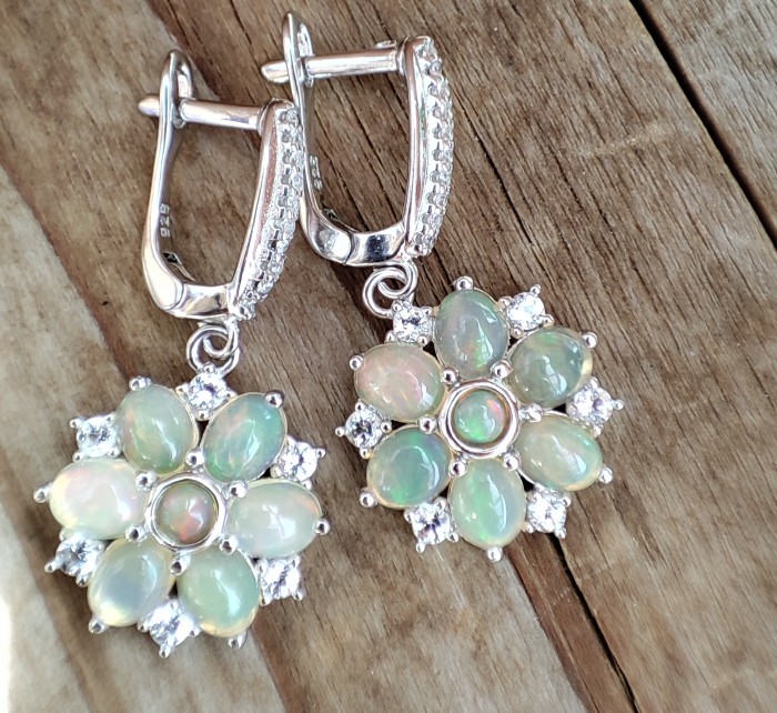 925 CERCEI ARGINT CU OPAL