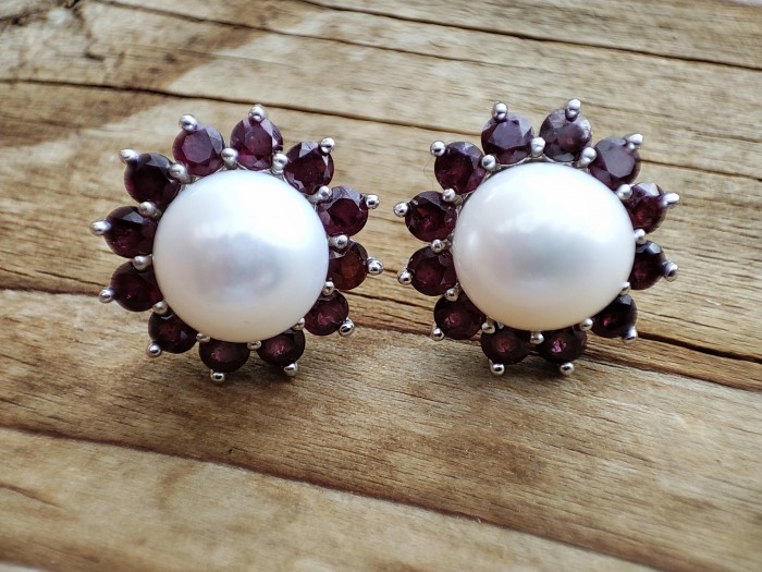 925 CERCEI ARGINT CU PERLA SI GRANAT(43)