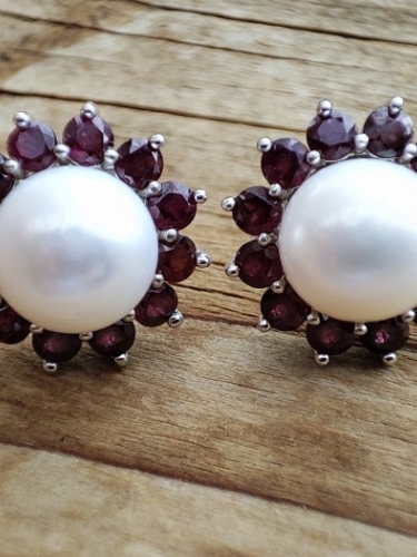 925 CERCEI ARGINT CU PERLA SI GRANAT(43)