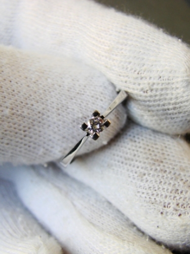 Inel aur ALB 14k cu diamant brilliant de logodna