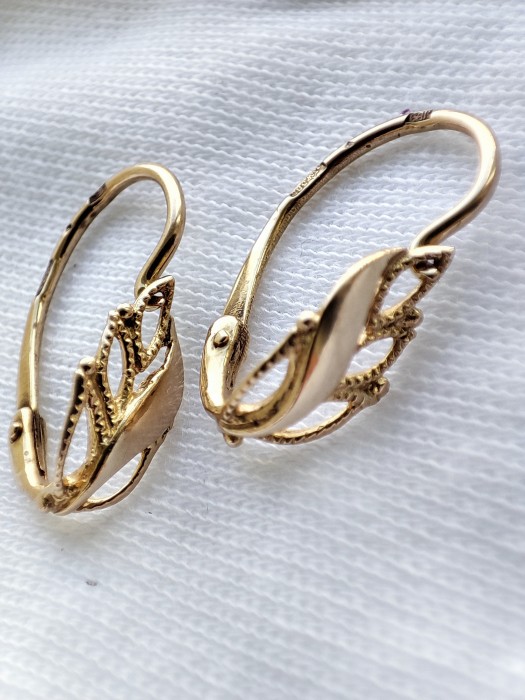 Cercei aur retro 14k 583 rusia rusesti aur rusesc unicat