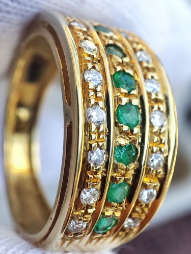 Inel Aur 18K Cu Smaralde Si Diamante unicat smarald diamant