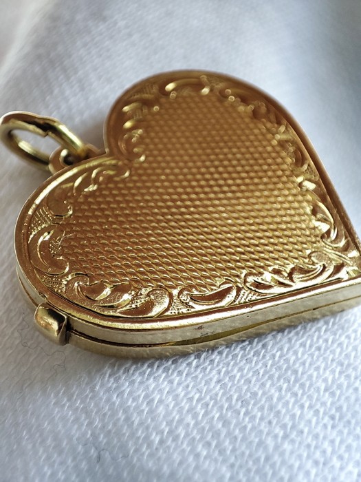 Pandantiv aur retro 18k pentru poza dubla inimioara aur baroc unicat