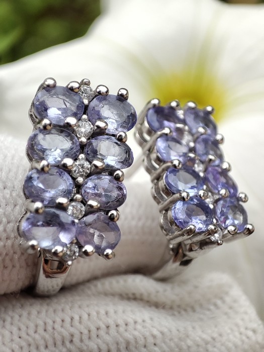 925 CERCEI ARGINT CU TANZANIT