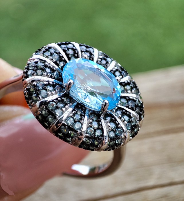 925 - INEL ARGINT CU TOPAZ SI SAFIR MASURA 20