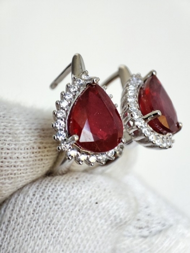 925-CERCEI ARGINT CU RUBIN