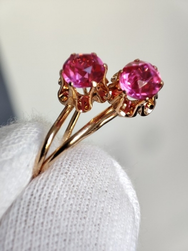 Cercei aur 14k 583 rusia rusesti cu rubelit aur rusesc unicat