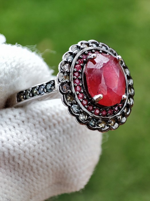 925 INEL ARGINT CU RUBIN  MASURA 14