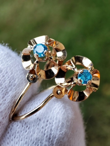 Cercei aur 14k cu turmalina paraiba unicat adulti sau copii fetite