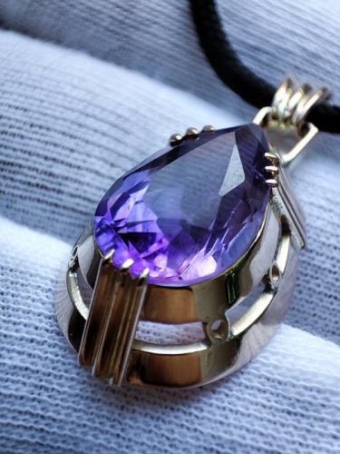 Fantastic pandantiv amuleta aur 14k cu Ametist Amethyst natural unicat