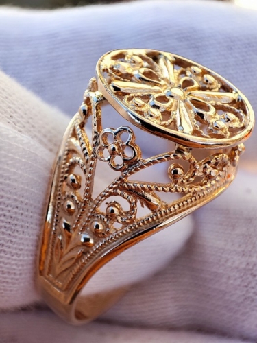 Retro Inel Aur 14K 583 Rusia Rusesc Inele Aur Rusesti Traditional Unicat