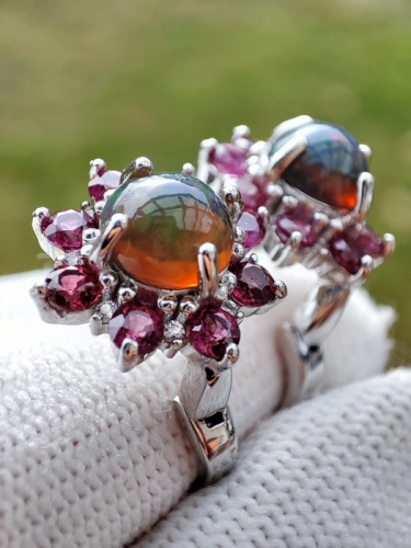 925 CERCEI CU OPAL SI GRANAT