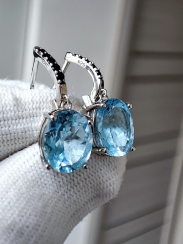 925 CERCEI ARGINT CU TOPAZ SI SPINEL