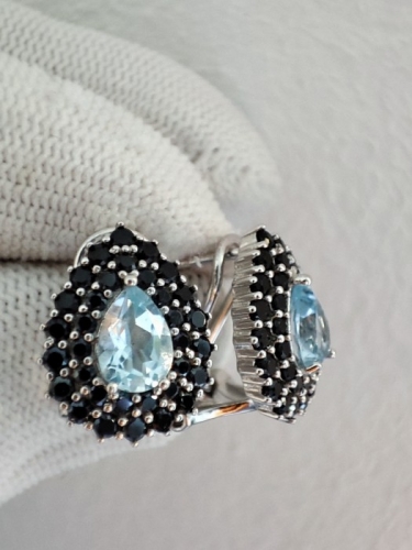 925 CERCEI ARGINT CU TOPAZ SI SPINEL