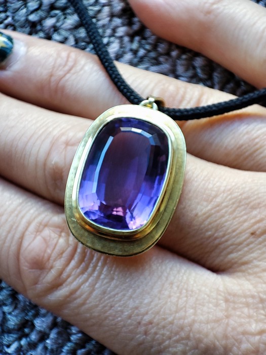 Pandantiv aur 14k cu Ametist unicat Amethyst natural urias certificat