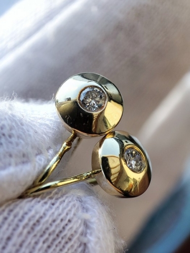 Cercei aur 14k pentru copii fetite 0-7ani cu diamante button style diamant natural