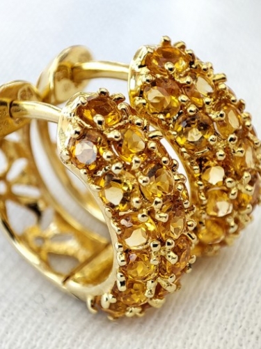 Cercei Aur 18K Cu Citrin Citrine model catusa creole unicat