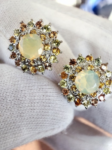 925 Cercei Cu Opal Si Safir