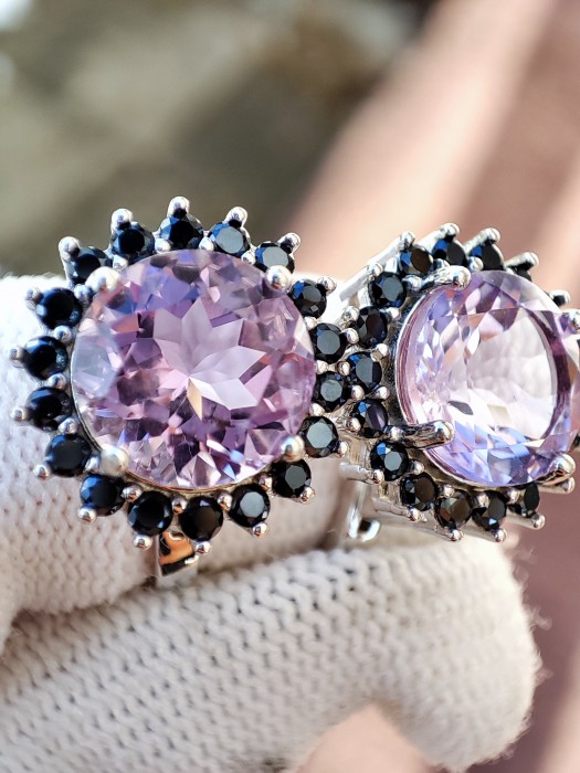 925 cercei argint cu ametist si spinel