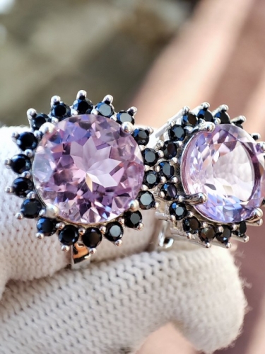 925 cercei argint cu ametist si spinel