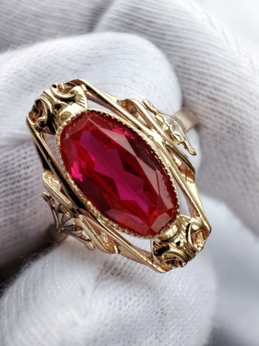 Inel Aur 14K 583 Rusia Rusesc Inele Aur Rusesti Cu Rubelit Unicat