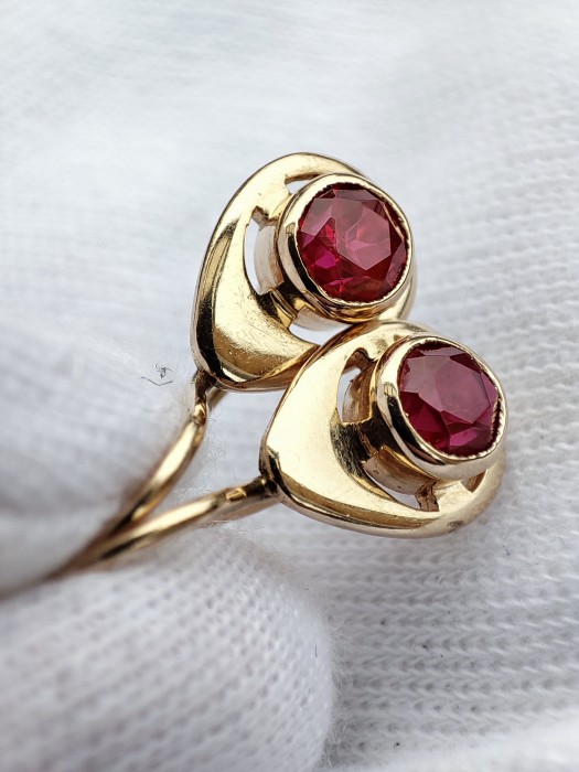 Cercei aur 14k 583 rusia rusesti aur rusesc cercei aur retro traditionali cu rubelit