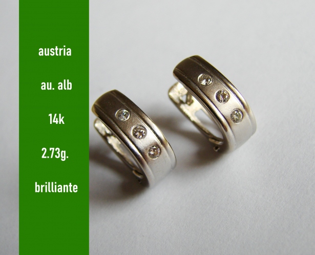 Cercei aur alb 14k cu diamante briliante catusa unicat