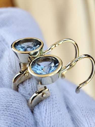 Cercei aur 14k Austria bezel cristal stanca natural