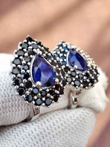 925 CERCEI ARGINT CU SAFIR SI SPINEL