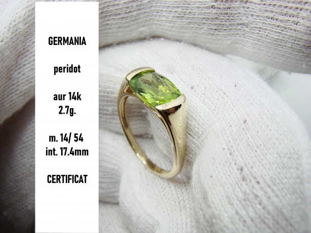 Inel aur 14k cu peridot certificat