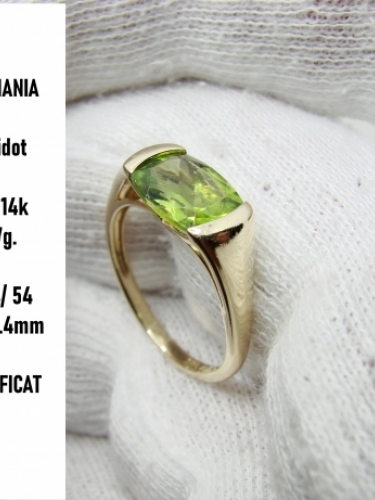 Inel aur 14k cu peridot certificat