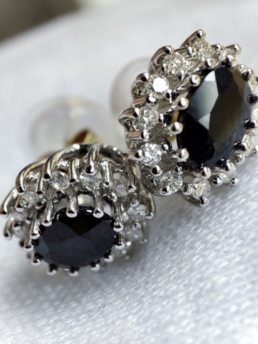 Cercei aur royal 14k safire si diamante model regal princess Diana
