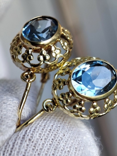 Cercei aur 14k cu topaz Fleur De Lis Ungaria unicat