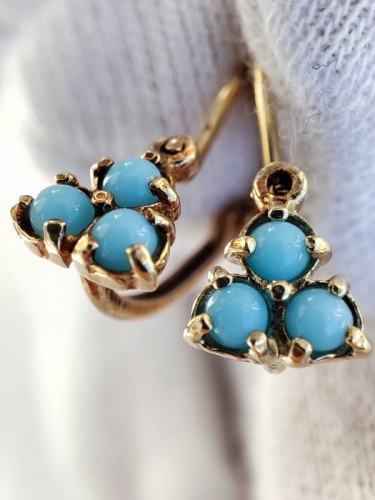 Cercei Aur 14K Copii Fetite Coral Rosu Montura 3 Petale 2 Modele