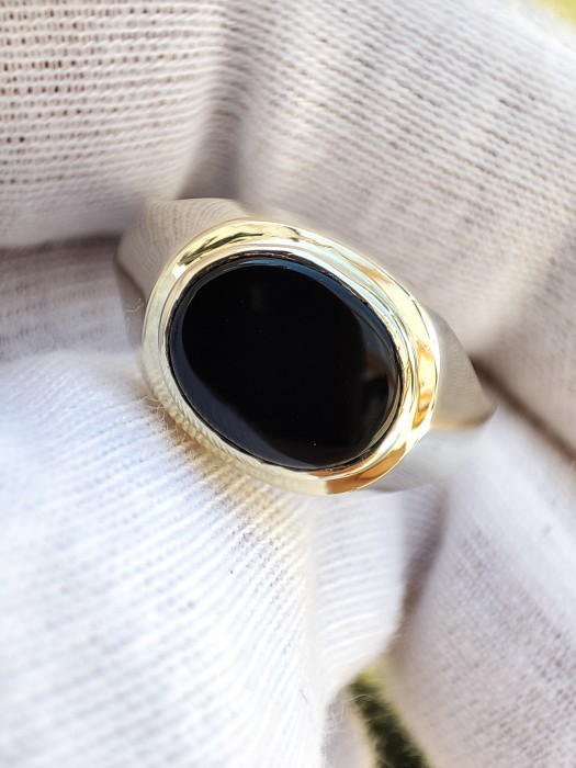 Inel aur 14k cu onix natural unicat designer Milan