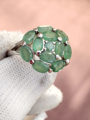 925 inel argint cu smarald masura 17(35)