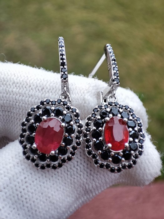 925 CERCEI ARGINT CU RUBIN SI SPINEL