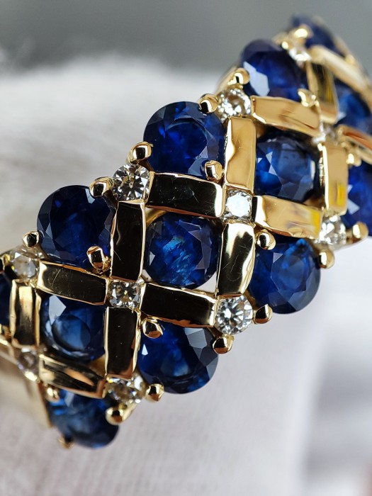 Inel aur 14k cu safire si diamante safir natural Thailanda diamant Africa unicat