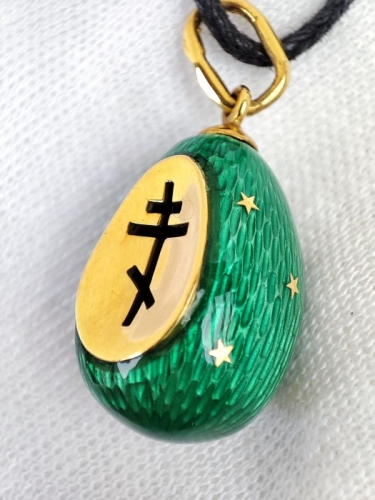 Pandantiv aur 18k ou de paste rusesc original rusia cruciulita cruce aur slava ortodox email verde unicat ou Faberge cruce aur slava ortodoxa