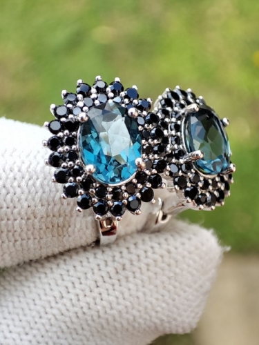 925 CERCEI CU TOPAZ SI SPINEL