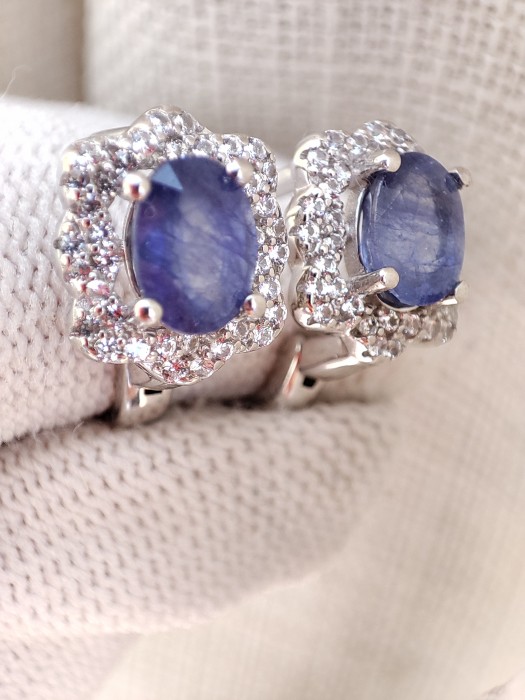 925 CERCEI ARGINT CU SAFIR SI TOPAZ