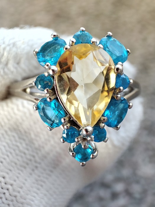 925 Inel argint cu citrin masura 14