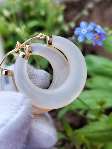 Cercei aur 14k Scoica Mother of Pearls Sidef Nacre Natural