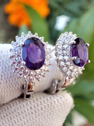 925 CERCEI ARGINT CU AMETIST